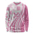 Pink Hawaiian Quilt Pattern Long Sleeve Shirt Mixed Polynesian Tribal Arty