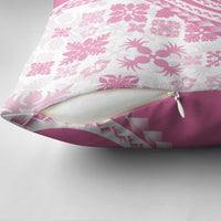 Pink Hawaiian Quilt Pattern Pillow Cover Mixed Polynesian Tribal Arty - Polynesian Pride