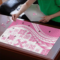 Pink Hawaiian Quilt Pattern Puzzle Mixed Polynesian Tribal Arty - Polynesian Pride