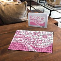 Pink Hawaiian Quilt Pattern Puzzle Mixed Polynesian Tribal Arty - Polynesian Pride