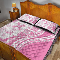 Pink Hawaiian Quilt Pattern Quilt Bed Set Mixed Polynesian Tribal Arty