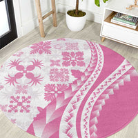 Pink Hawaiian Quilt Pattern Round Carpet Mixed Polynesian Tribal Arty LT9 Pink - Polynesian Pride