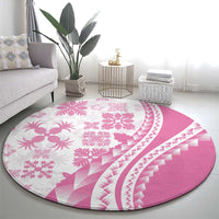 Pink Hawaiian Quilt Pattern Round Carpet Mixed Polynesian Tribal Arty LT9 - Polynesian Pride