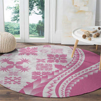 Pink Hawaiian Quilt Pattern Round Carpet Mixed Polynesian Tribal Arty LT9 - Polynesian Pride