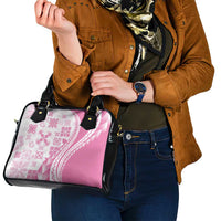 Pink Hawaiian Quilt Pattern Shoulder Handbag Mixed Polynesian Tribal Arty