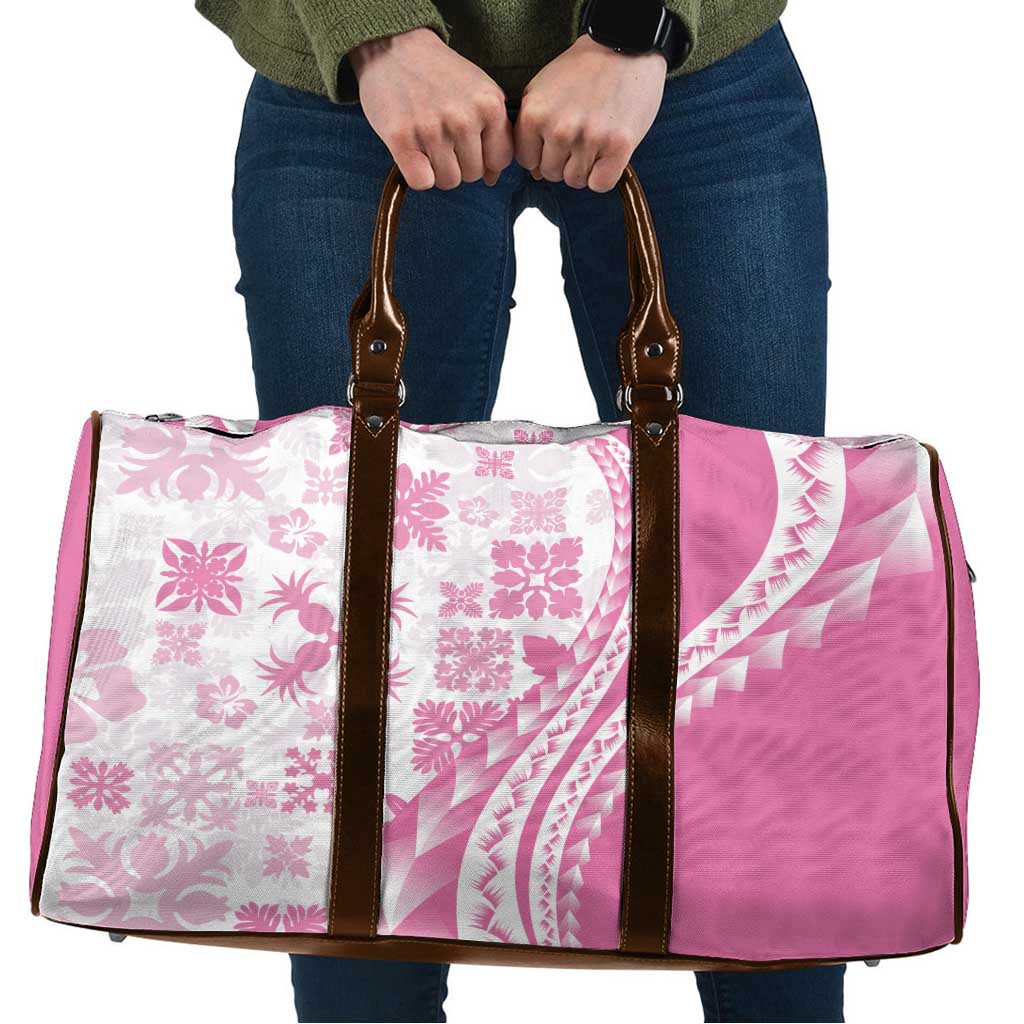 Pink Hawaiian Quilt Pattern Travel Bag Mixed Polynesian Tribal Arty - Polynesian Pride