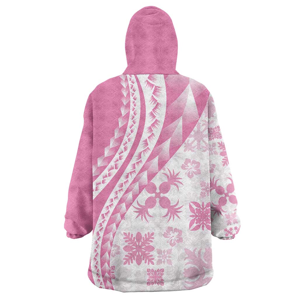 Pink Hawaiian Quilt Pattern Wearable Blanket Hoodie Mixed Polynesian Tribal Arty LT9 - Polynesian Pride