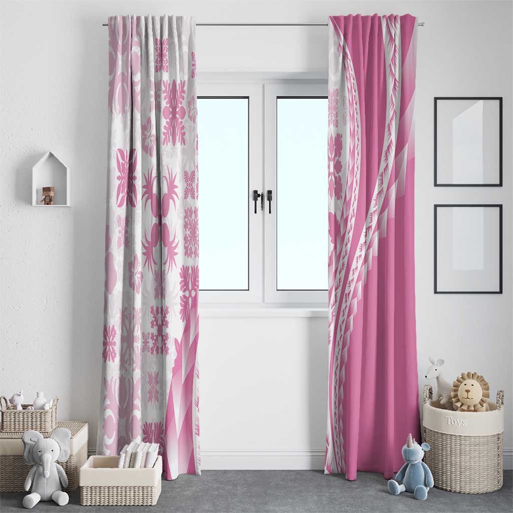 Pink Hawaiian Quilt Pattern Window Curtain Mixed Polynesian Tribal Arty