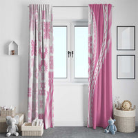 Pink Hawaiian Quilt Pattern Window Curtain Mixed Polynesian Tribal Arty