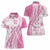 Pink Hawaiian Quilt Pattern Women Polo Shirt Mixed Polynesian Tribal Arty