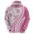 Pink Hawaiian Quilt Pattern Zip Hoodie Mixed Polynesian Tribal Arty