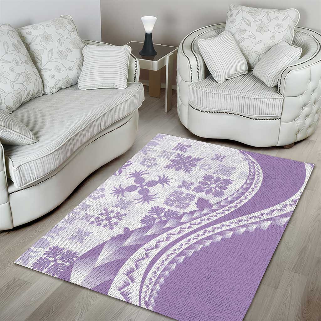 Purple Hawaiian Quilt Pattern Area Rug Mixed Polynesian Tribal Arty