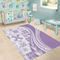 Purple Hawaiian Quilt Pattern Area Rug Mixed Polynesian Tribal Arty