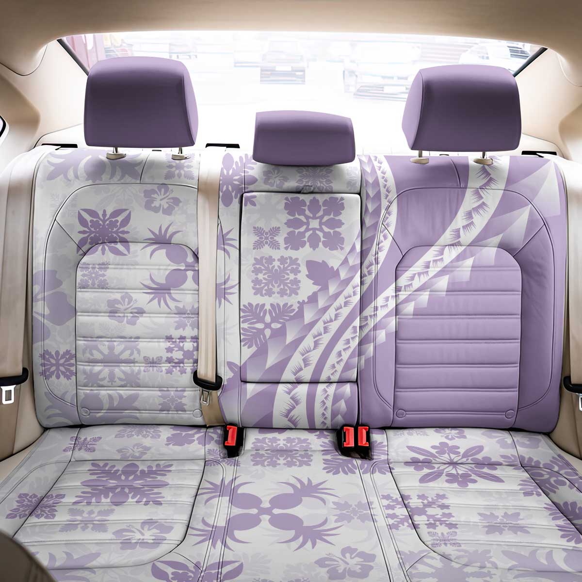 Purple Hawaiian Quilt Pattern Back Car Seat Cover Mixed Polynesian Tribal Arty LT9 - Polynesian Pride