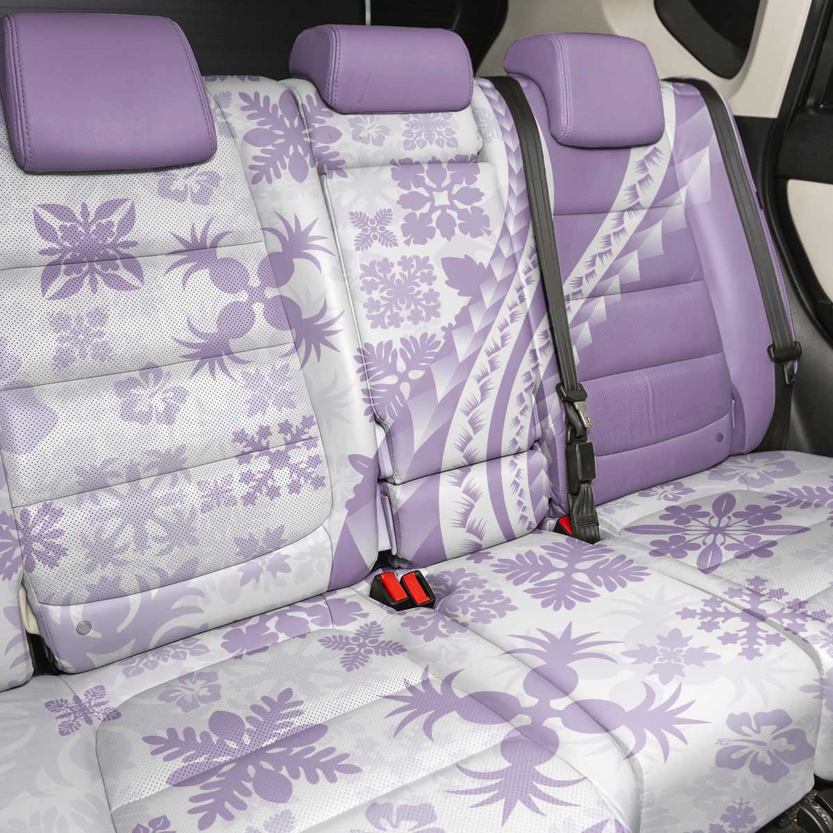 Purple Hawaiian Quilt Pattern Back Car Seat Cover Mixed Polynesian Tribal Arty LT9 - Polynesian Pride