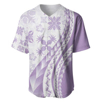 Purple Hawaiian Quilt Pattern Baseball Jersey Mixed Polynesian Tribal Arty