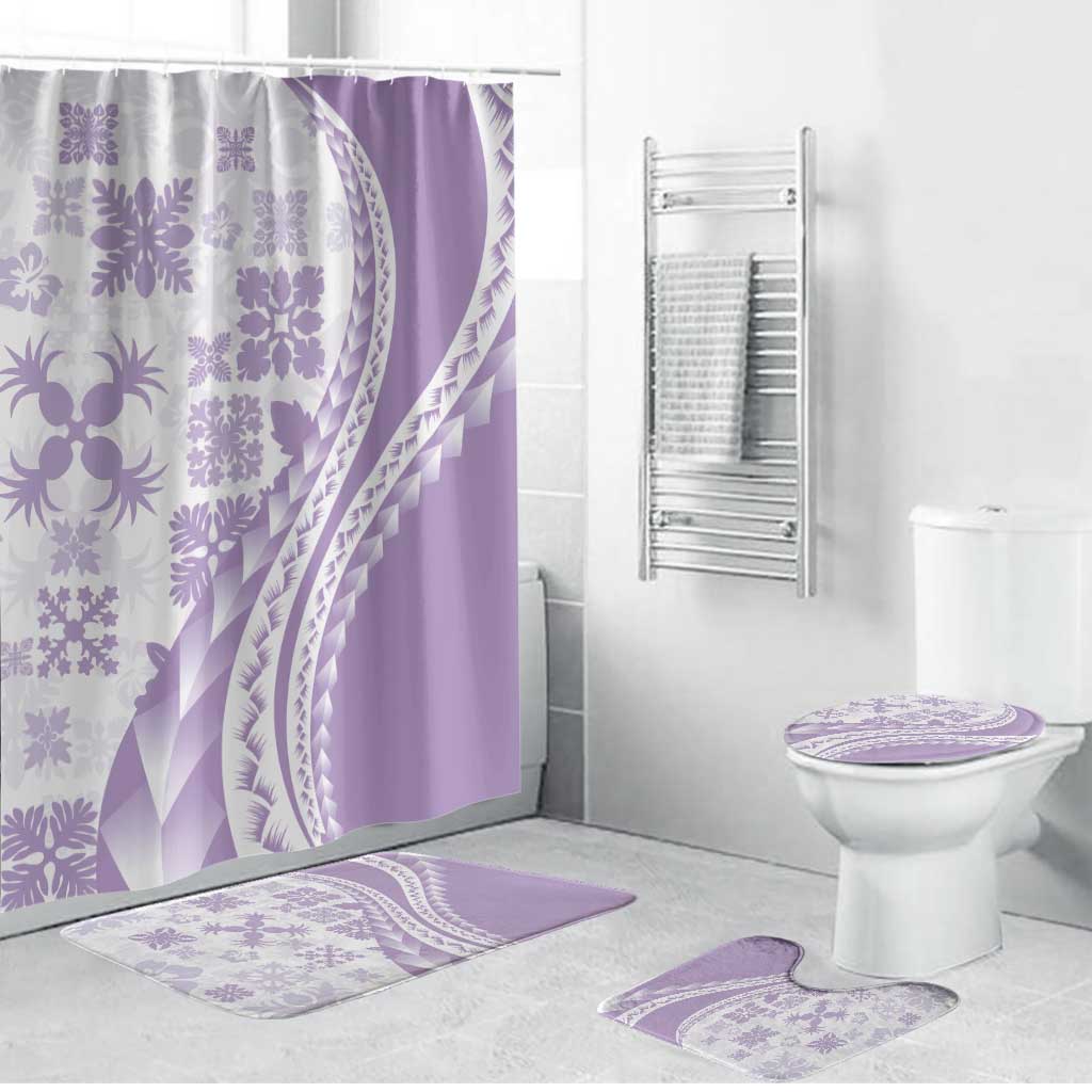 Purple Hawaiian Quilt Pattern Bathroom Set Mixed Polynesian Tribal Arty - Polynesian Pride
