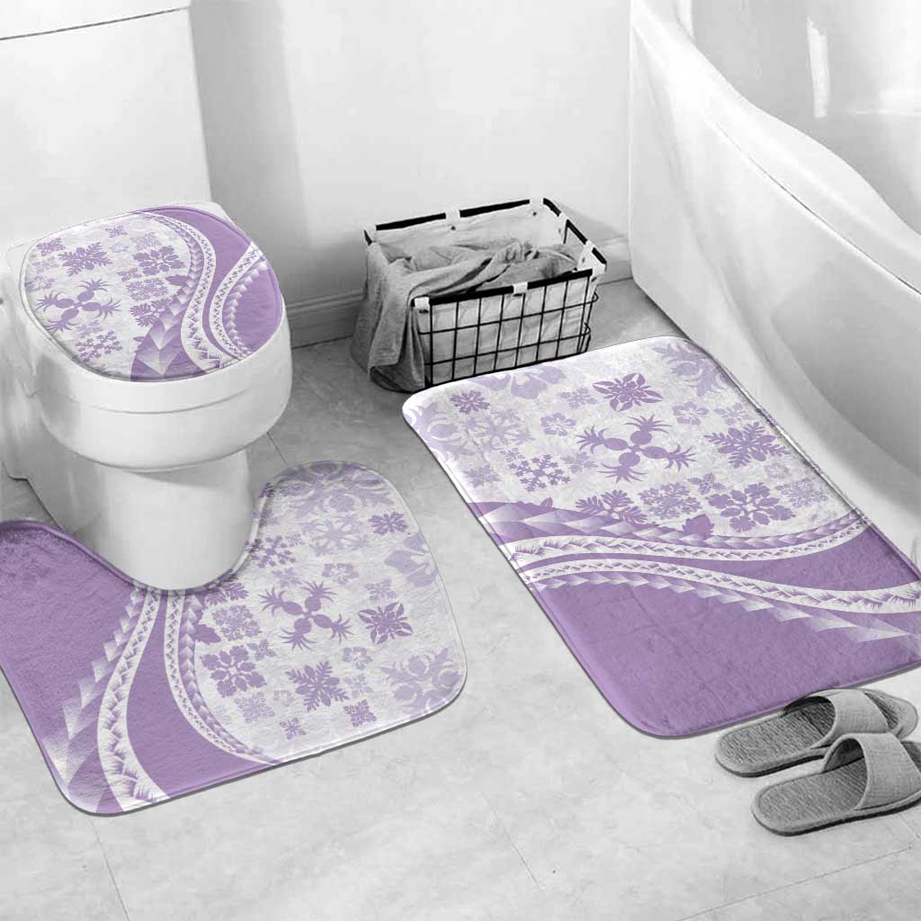 Purple Hawaiian Quilt Pattern Bathroom Set Mixed Polynesian Tribal Arty - Polynesian Pride