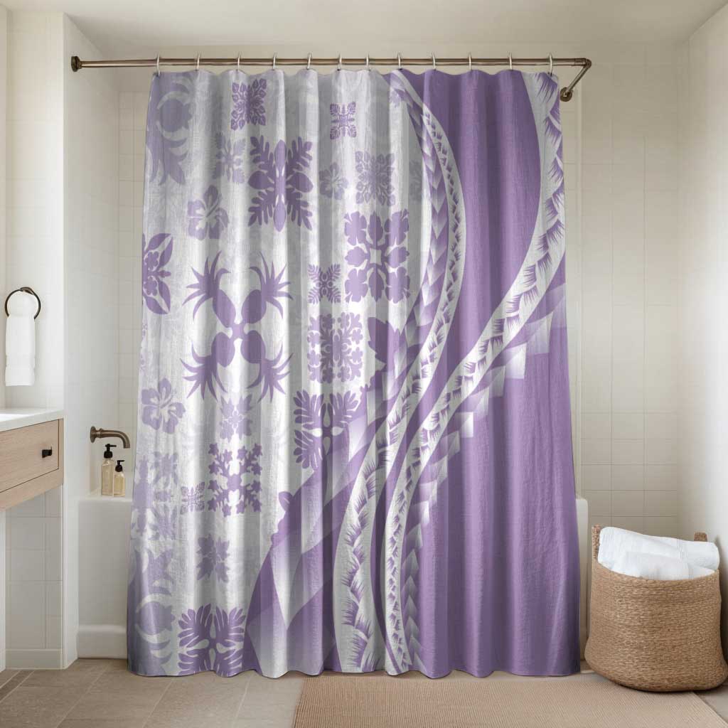 Purple Hawaiian Quilt Pattern Bathroom Set Mixed Polynesian Tribal Arty - Polynesian Pride