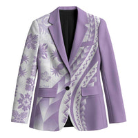 Purple Hawaiian Quilt Pattern Blazer Mixed Polynesian Tribal Arty - Polynesian Pride