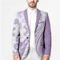 Purple Hawaiian Quilt Pattern Blazer Mixed Polynesian Tribal Arty - Polynesian Pride