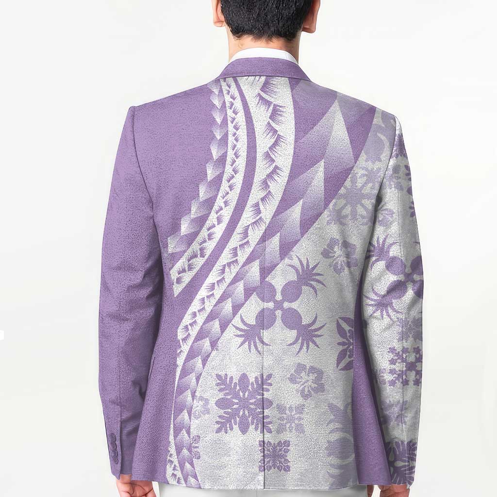 Purple Hawaiian Quilt Pattern Blazer Mixed Polynesian Tribal Arty - Polynesian Pride
