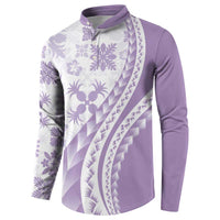 Purple Hawaiian Quilt Pattern Button Sweatshirt Mixed Polynesian Tribal Arty LT9 - Polynesian Pride