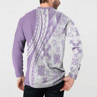 Purple Hawaiian Quilt Pattern Button Sweatshirt Mixed Polynesian Tribal Arty LT9 - Polynesian Pride