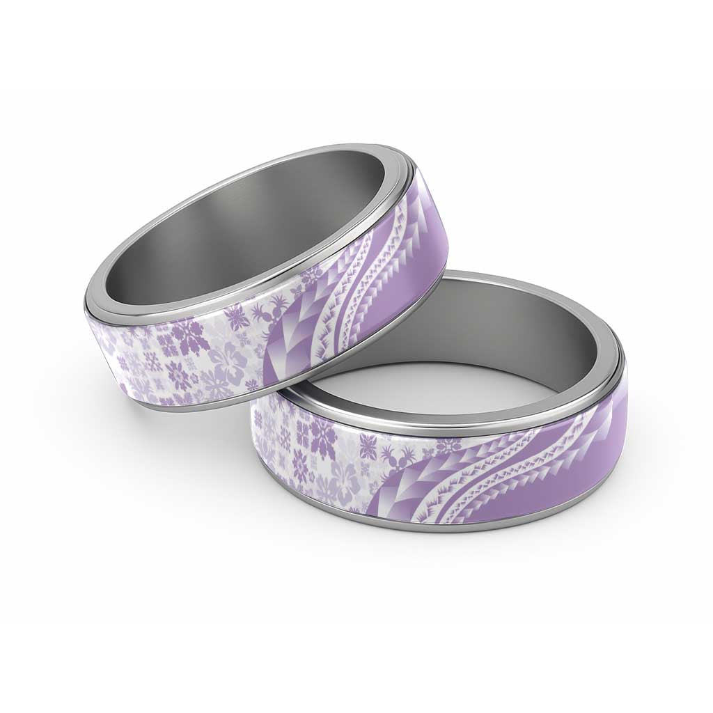 Purple Hawaiian Quilt Pattern Classic Ring Mixed Polynesian Tribal Arty LT9 Sliver Purple - Polynesian Pride