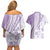 Purple Hawaiian Quilt Pattern Couples Matching Off Shoulder Short Dress and Hawaiian Shirt Mixed Polynesian Tribal Arty