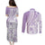 Purple Hawaiian Quilt Pattern Couples Matching Puletasi and Long Sleeve Button Shirt Mixed Polynesian Tribal Arty