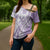 Purple Hawaiian Quilt Pattern Cross Shoulder Shirt Mixed Polynesian Tribal Arty - Polynesian Pride