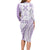 Purple Hawaiian Quilt Pattern Family Matching Long Sleeve Bodycon Dress and Hawaiian Shirt Mixed Polynesian Tribal Arty