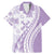 Purple Hawaiian Quilt Pattern Family Matching Mermaid Dress and Hawaiian Shirt Mixed Polynesian Tribal Arty