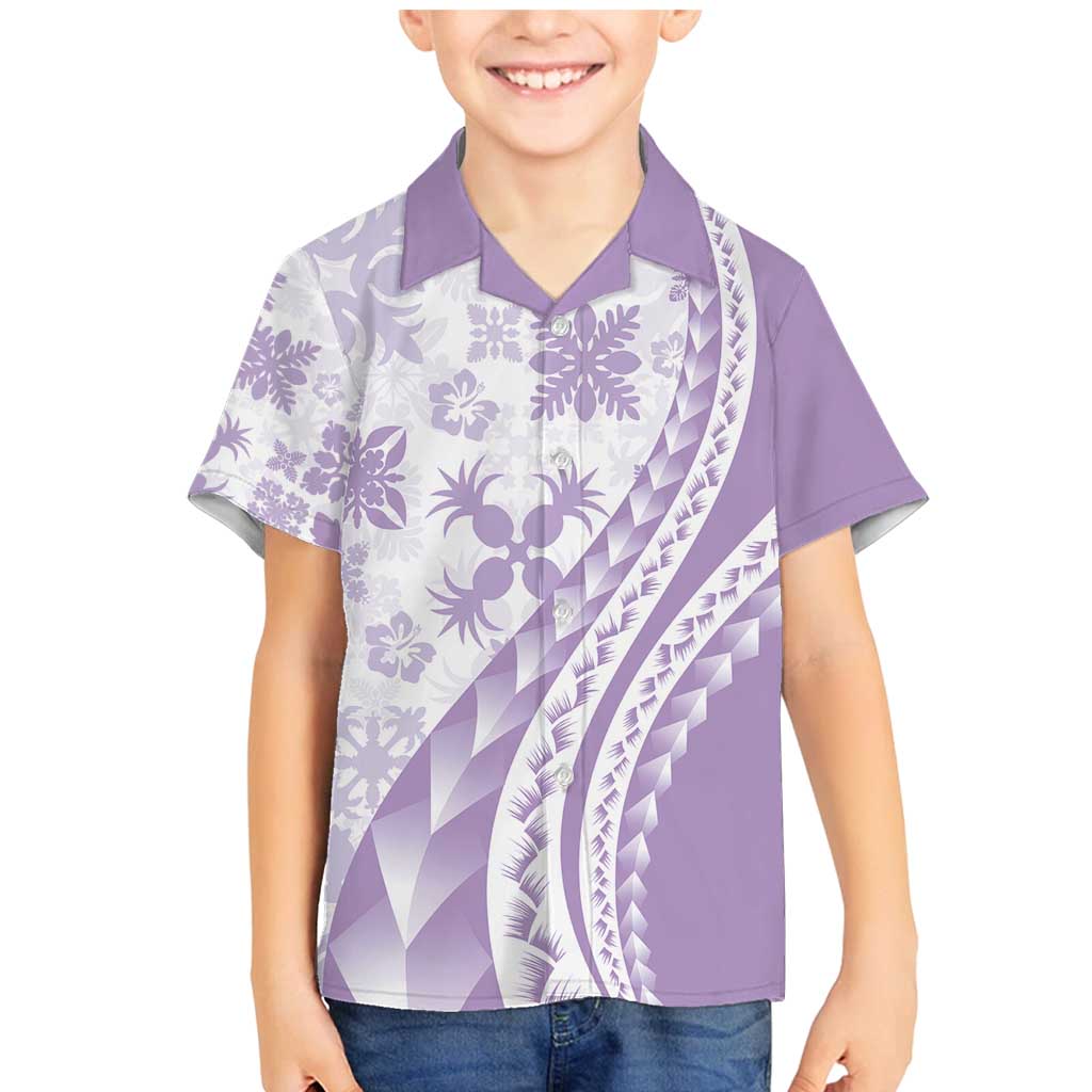 Purple Hawaiian Quilt Pattern Family Matching Mermaid Dress and Hawaiian Shirt Mixed Polynesian Tribal Arty
