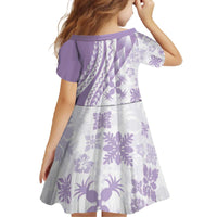 Purple Hawaiian Quilt Pattern Family Matching Off The Shoulder Long Sleeve Dress and Hawaiian Shirt Mixed Polynesian Tribal Arty