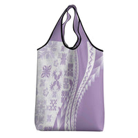 Purple Hawaiian Quilt Pattern Grocery Bag Mixed Polynesian Tribal Arty