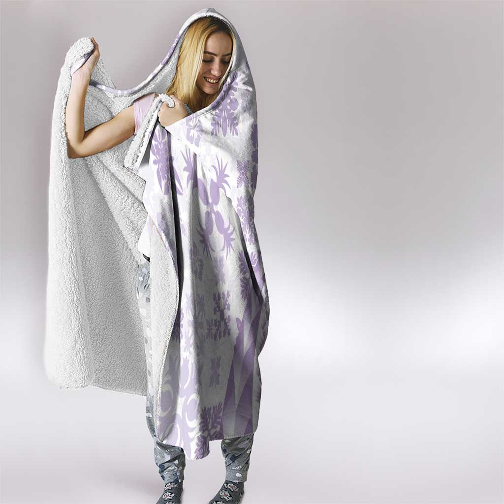Purple Hawaiian Quilt Pattern Hooded Blanket Mixed Polynesian Tribal Arty