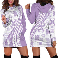 Purple Hawaiian Quilt Pattern Hoodie Dress Mixed Polynesian Tribal Arty