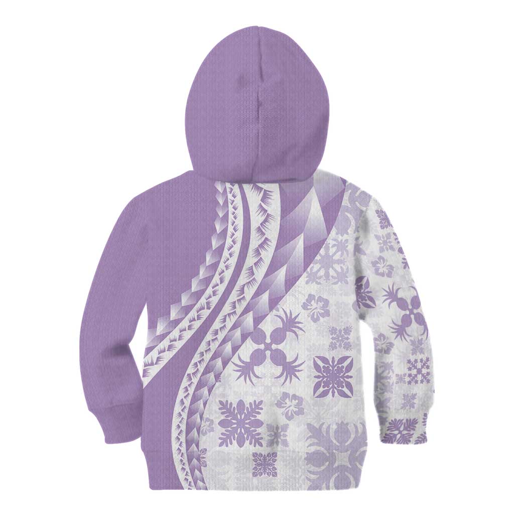 Purple Hawaiian Quilt Pattern Kid Hoodie Mixed Polynesian Tribal Arty