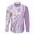 Purple Hawaiian Quilt Pattern Long Sleeve Button Shirt Mixed Polynesian Tribal Arty