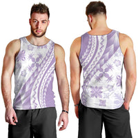Purple Hawaiian Quilt Pattern Men Tank Top Mixed Polynesian Tribal Arty