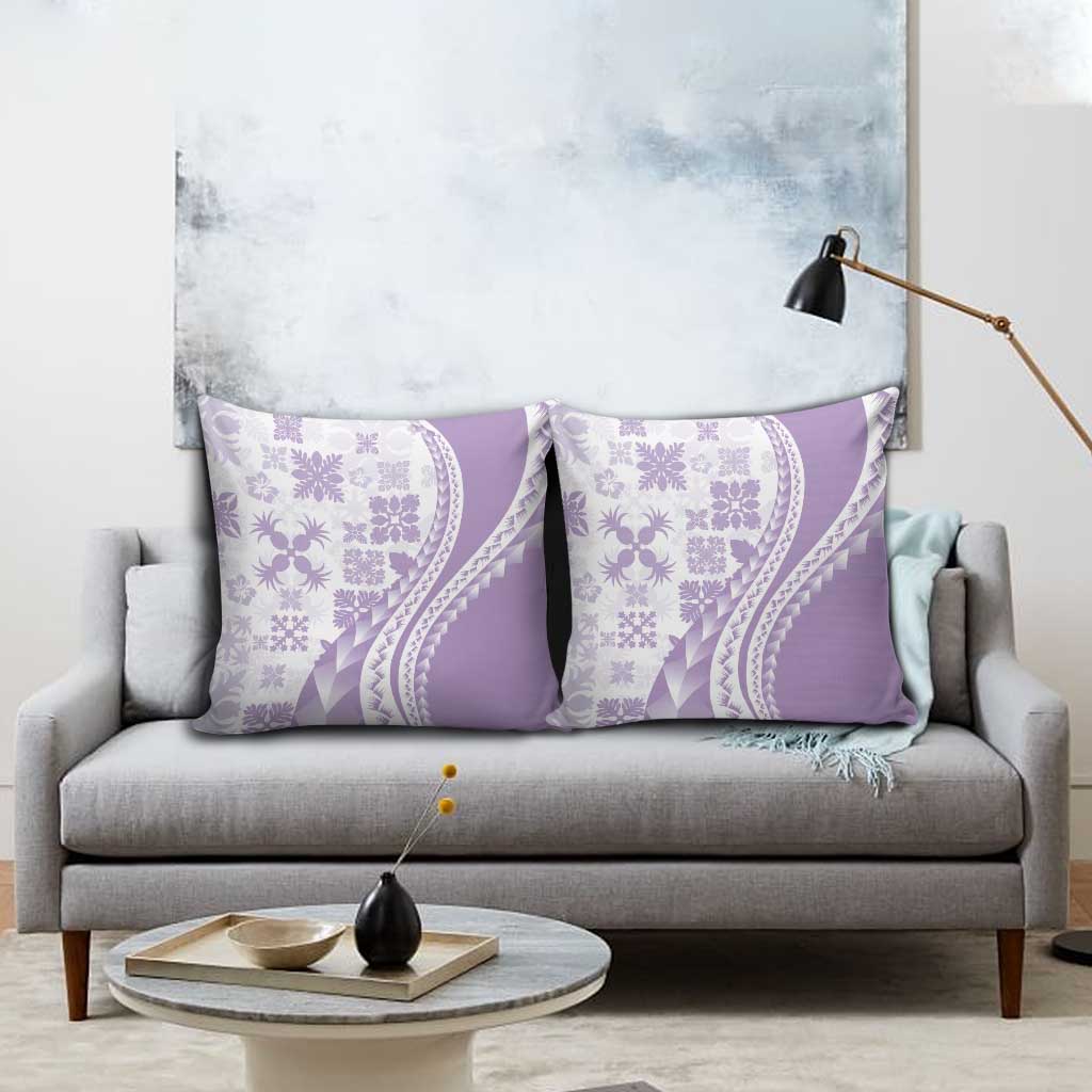 Purple Hawaiian Quilt Pattern Pillow Cover Mixed Polynesian Tribal Arty - Polynesian Pride