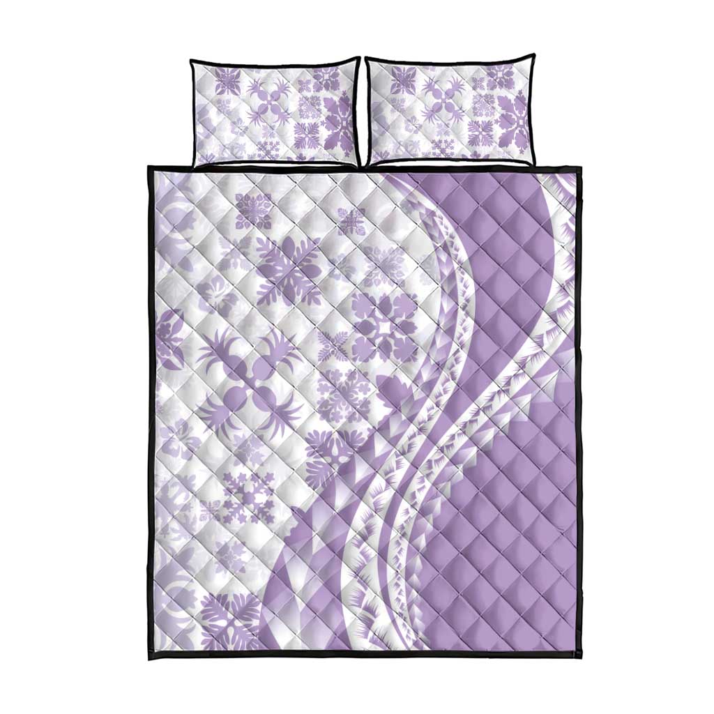 Purple Hawaiian Quilt Pattern Quilt Bed Set Mixed Polynesian Tribal Arty