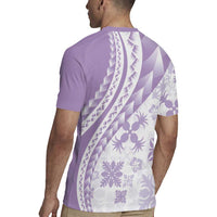 Purple Hawaiian Quilt Pattern Rugby Jersey Mixed Polynesian Tribal Arty