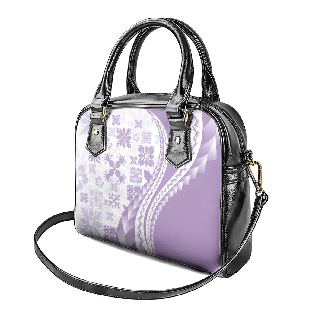 Purple Hawaiian Quilt Pattern Shoulder Handbag Mixed Polynesian Tribal Arty