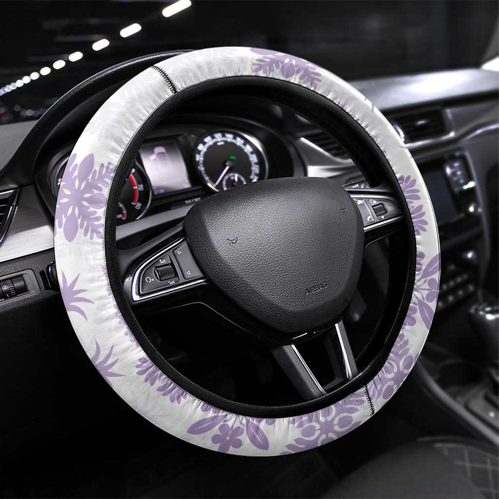 Purple Hawaiian Quilt Pattern Steering Wheel Cover Mixed Polynesian Tribal Arty