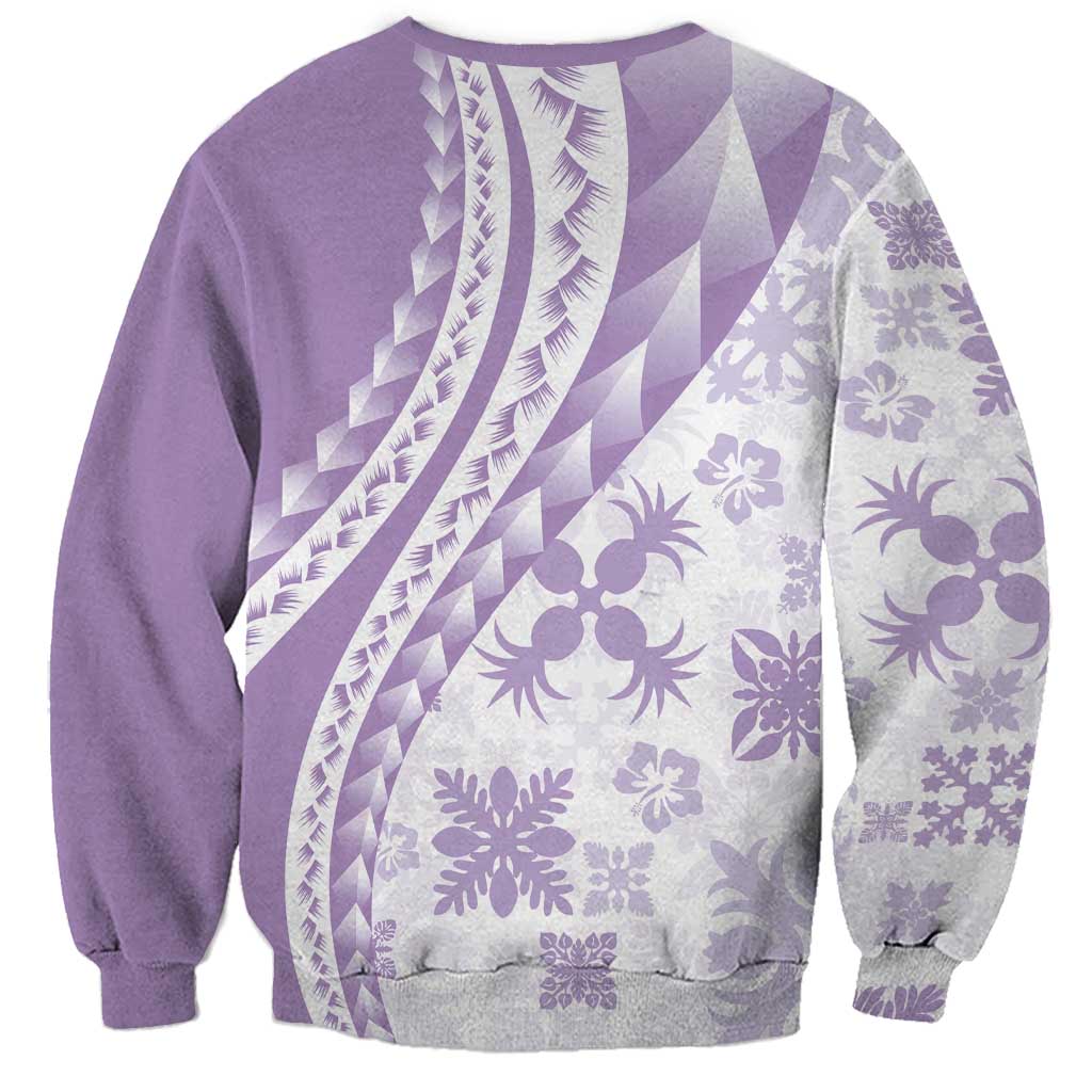 Purple Hawaiian Quilt Pattern Sweatshirt Mixed Polynesian Tribal Arty LT9 - Polynesian Pride