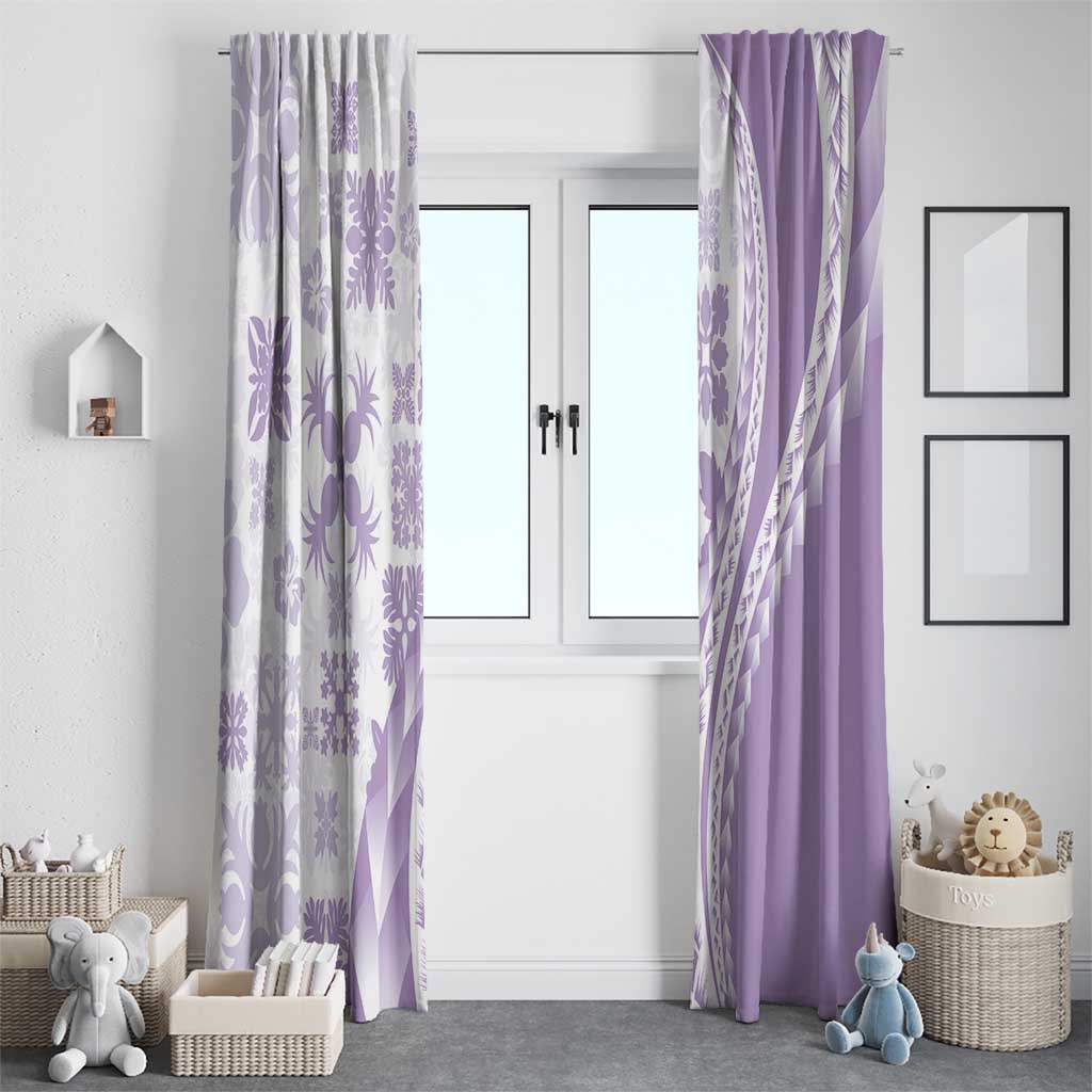 Purple Hawaiian Quilt Pattern Window Curtain Mixed Polynesian Tribal Arty