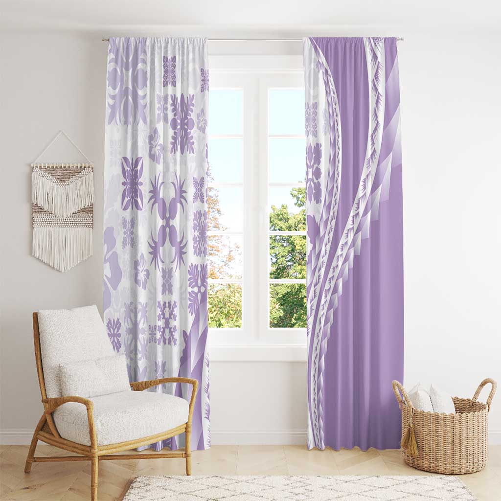 Purple Hawaiian Quilt Pattern Window Curtain Mixed Polynesian Tribal Arty
